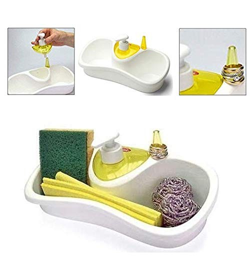Sponge Holder and Soap Dispenser Sink Organizer